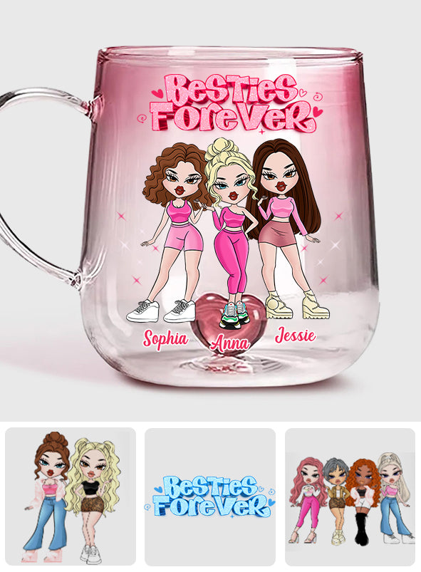 Für immer beste Freundinnen – Personalisierter Bestie-Farbverlauf-Glasbecher