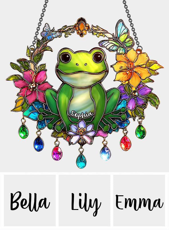 Grenouille amoureuse - Décoration attrape-soleil personnalisée en forme de grenouille à suspendre à la fenêtre