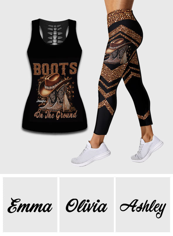Boots On The Ground – Personalisiertes Cowgirl-Tanktop und Leggings