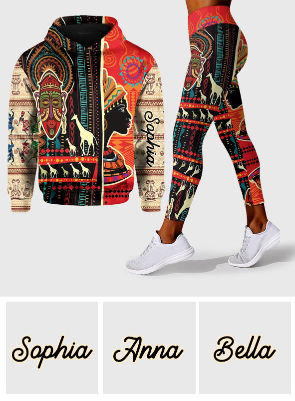Farben Afrikas – Personalisierter Hoodie und Leggings für Afroamerikaner