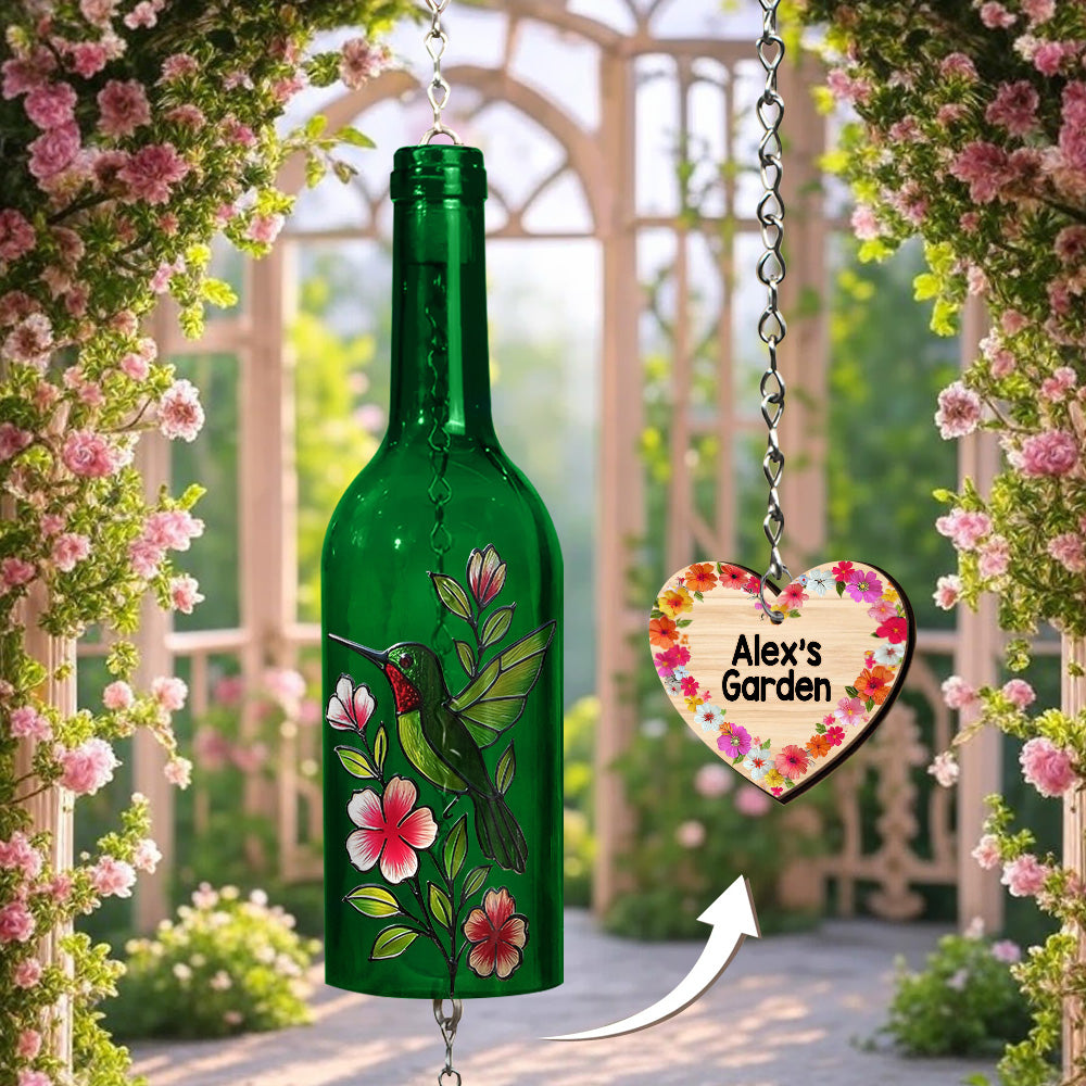 Love Gardening - Personalized Gardening Wine Bottle Wind Chime