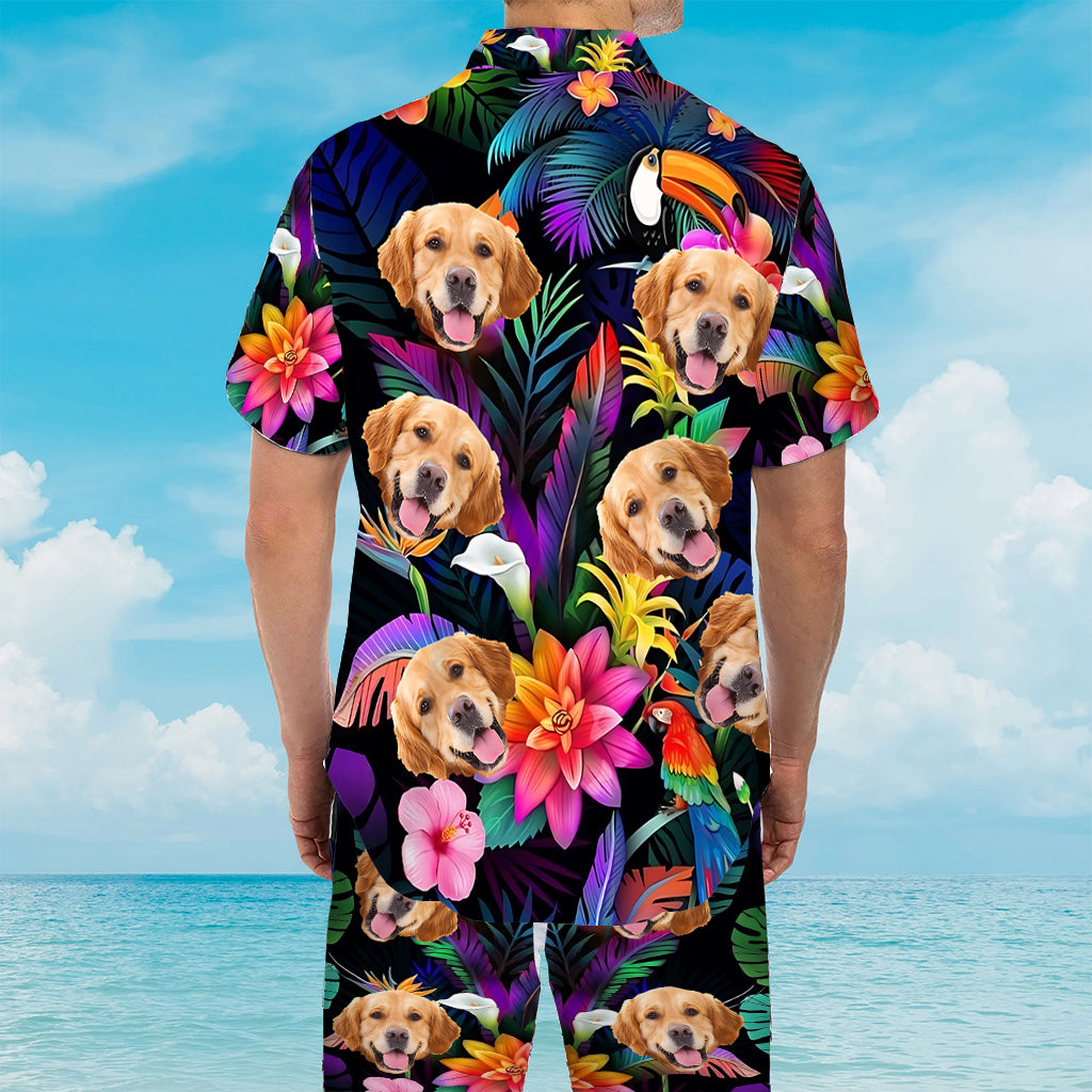 Floral Hawaiian - Personalized Dog Hawaiian Shirt & Men Shorts