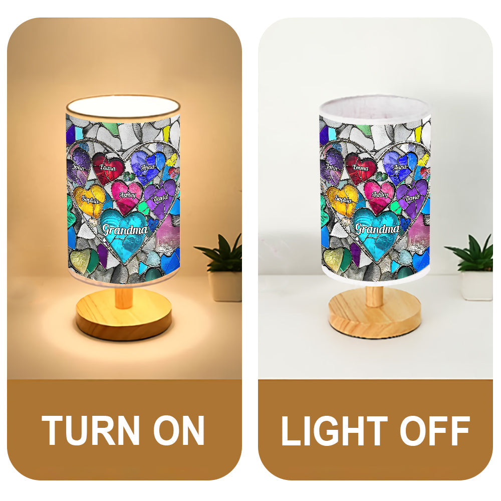 Grandma's Mom's Sweethearts - Personalized Grandma Table Lamp with Wood Base