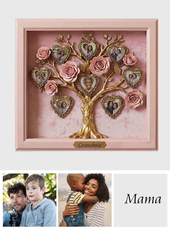 Photo Frame Rose Tree For Her/ Grandma/ Mother's Day Gift.... - Personalized Grandma Custom Shaped Acrylic Plaque