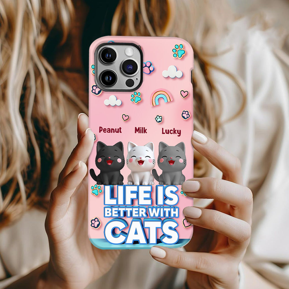Life Is Better With A Cat - Personalized Cat Full Print Phone Case