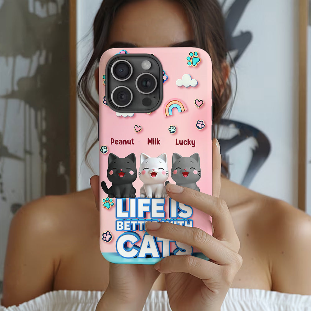 Life Is Better With A Cat - Personalized Cat Full Print Phone Case