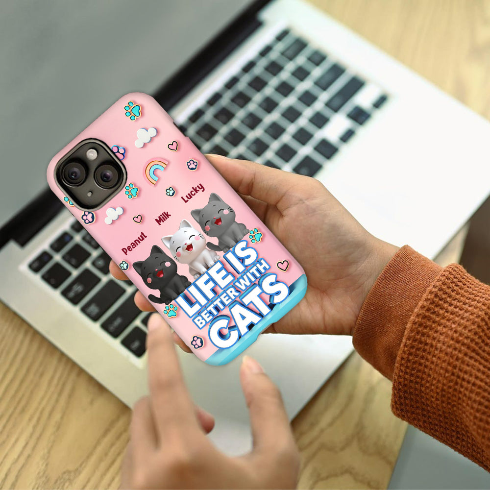 Life Is Better With A Cat - Personalized Cat Full Print Phone Case