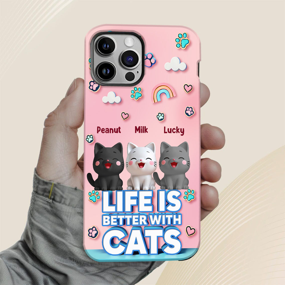 Life Is Better With A Cat - Personalized Cat Full Print Phone Case