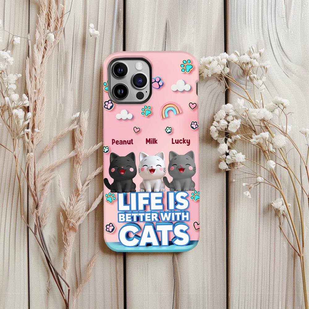 Life Is Better With A Cat - Personalized Cat Full Print Phone Case