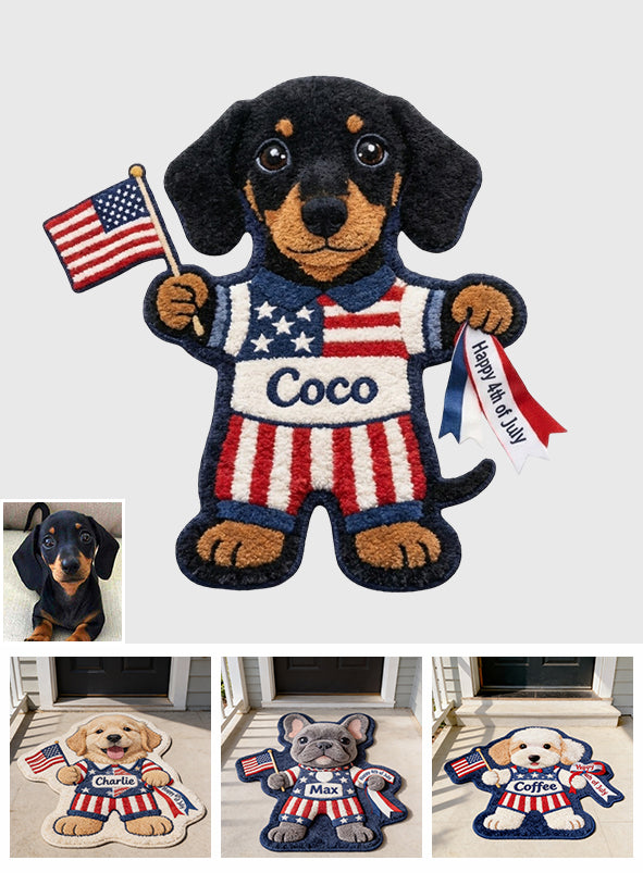 Joyeux 4 Juillet - Tapis Personnalisé Antidérapant pour Chien