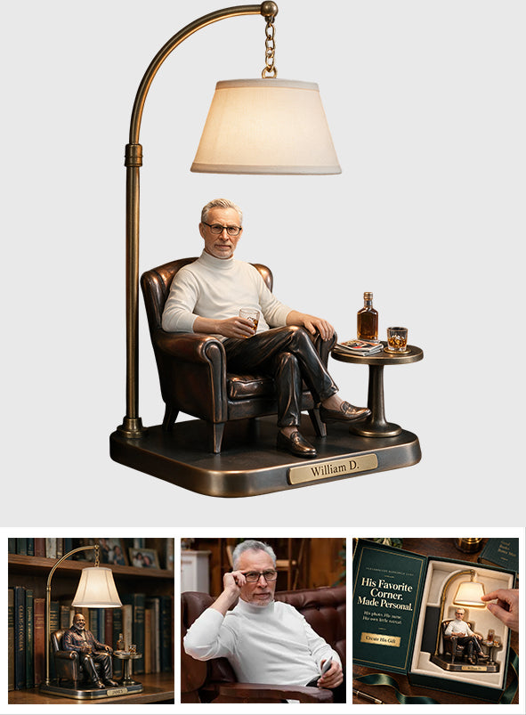 Any Photo - Personalized Real Men Bookshelf Lamp