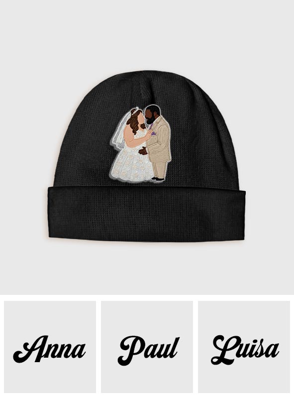 Embroidery Minimalist Cartoon Style - Personalized Couple Embroidered Beanie