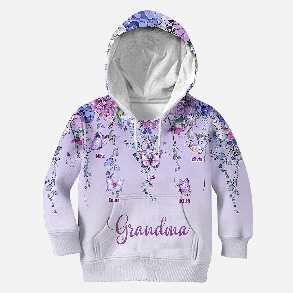 Grandma And Children Butterfly - Personalized Grandma All Over Shirt