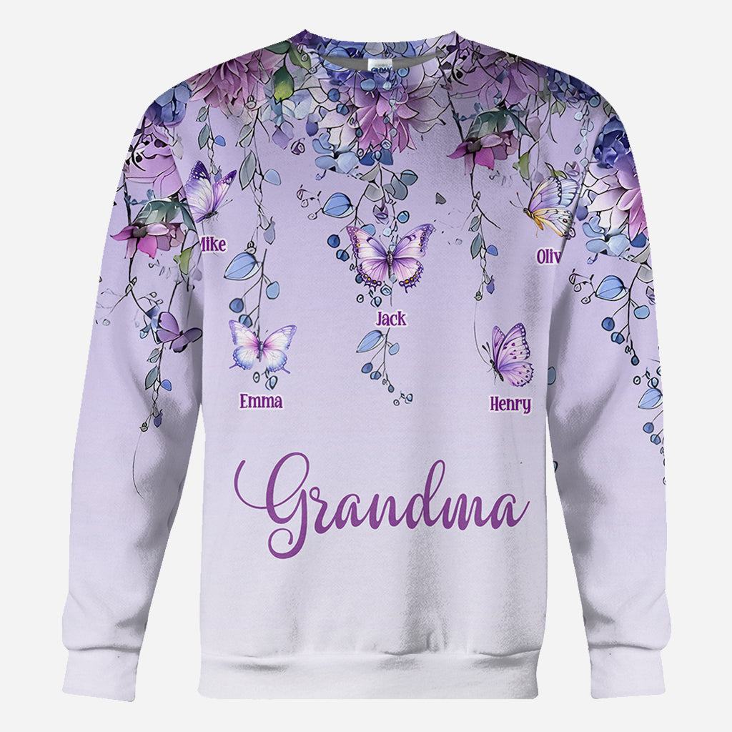 Grandma And Children Butterfly - Personalized Grandma All Over Shirt