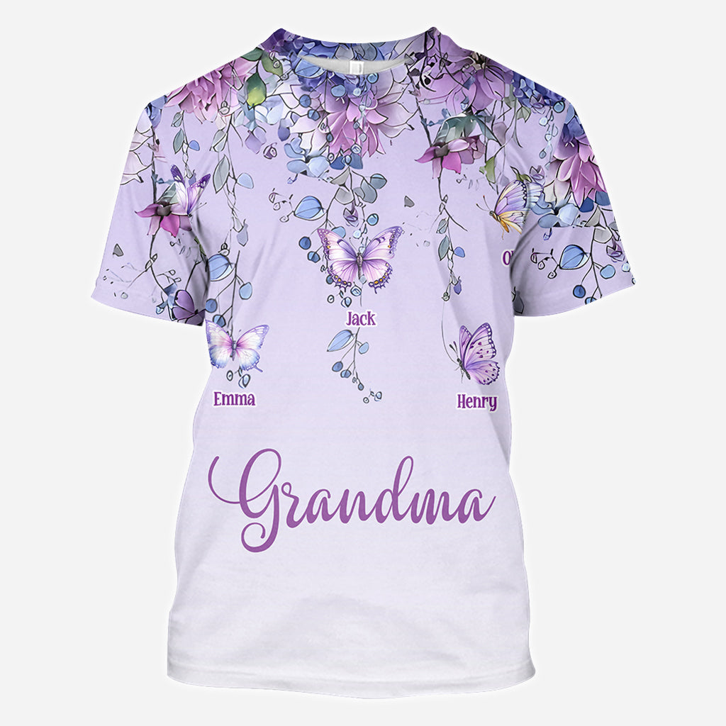 Grandma And Children Butterfly - Personalized Grandma All Over Shirt