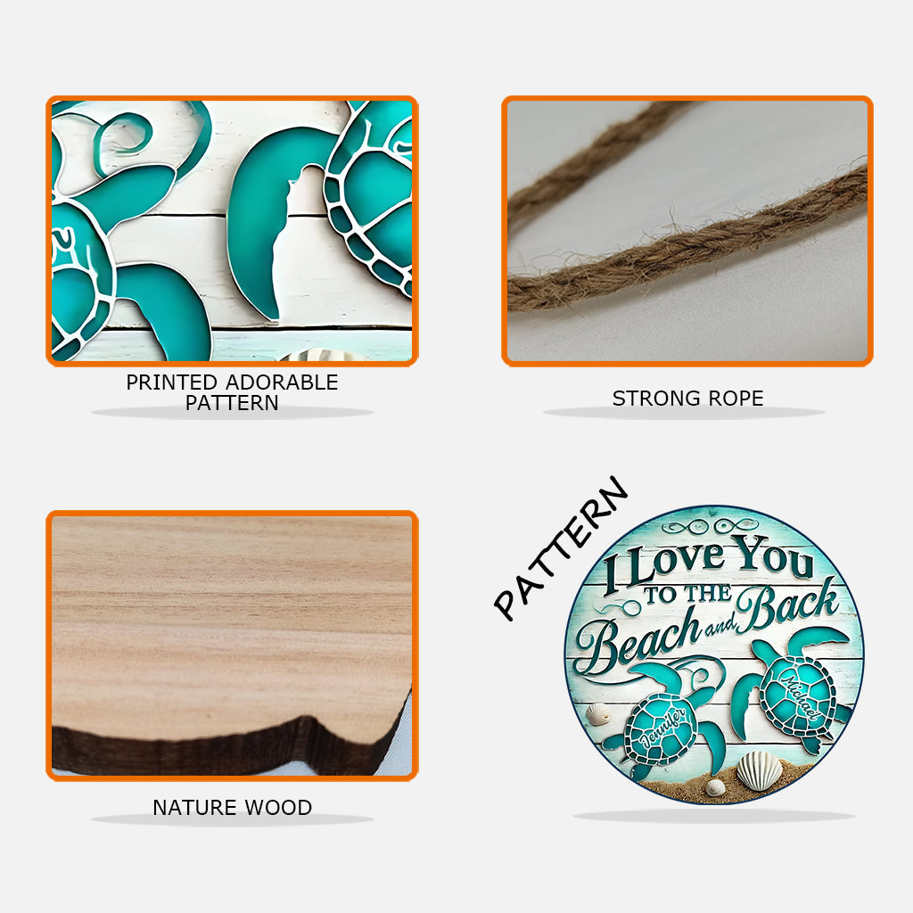 I Love You To The Beach And Back - Personalized Couple Custom Shaped Wood Sign