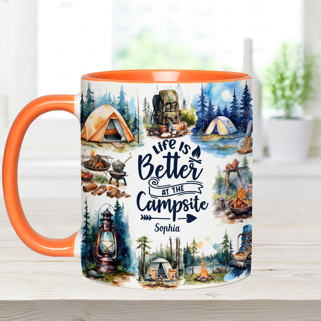 Life Is Better At The Campsite - Personalized Camping Accent Mug