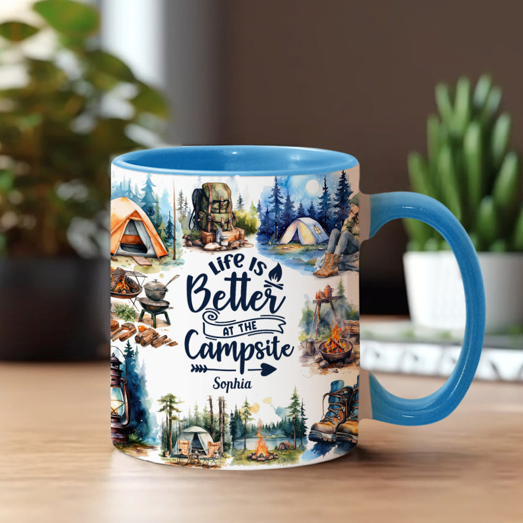 Life Is Better At The Campsite - Personalized Camping Accent Mug