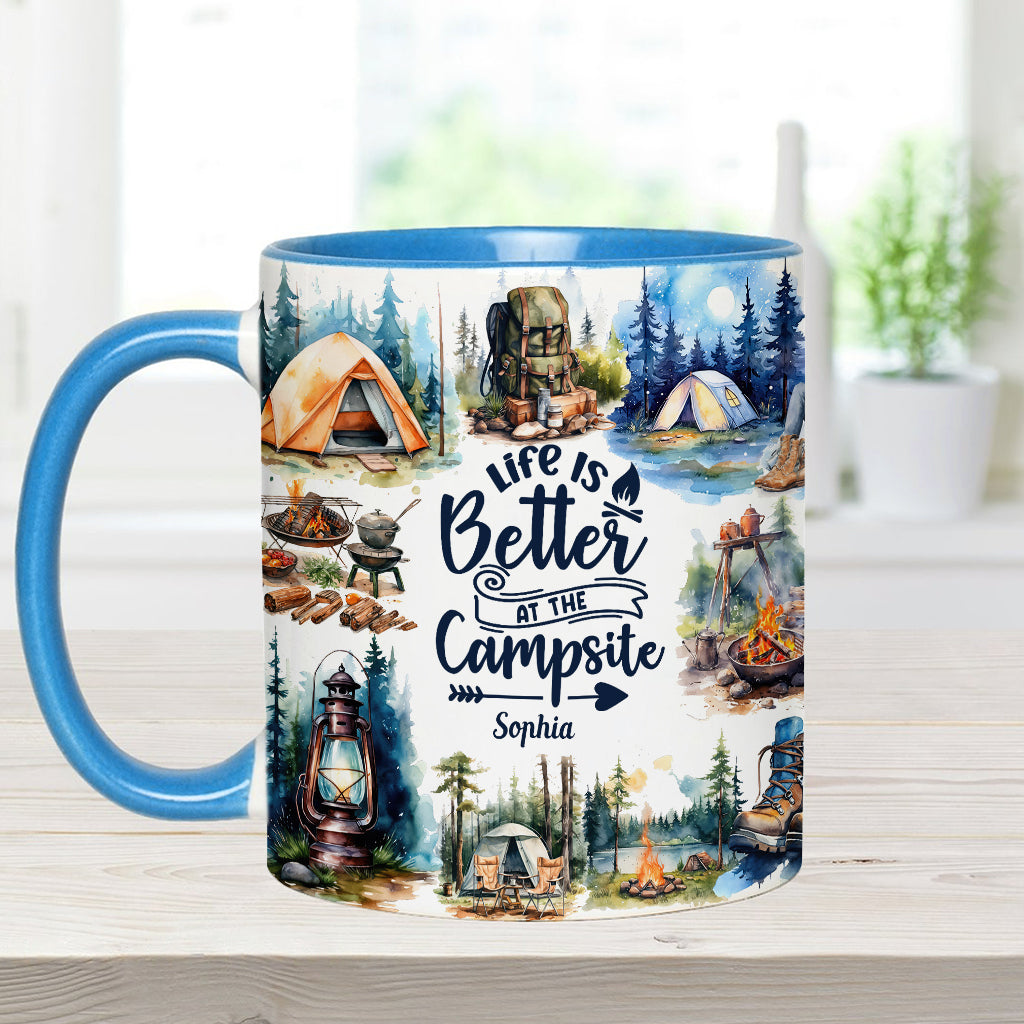 Life Is Better At The Campsite - Personalized Camping Accent Mug