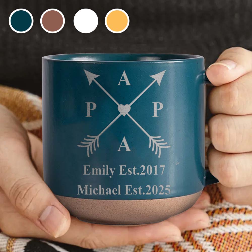 Best Papa Ever - Personalized Father Engraved Pottery Mug