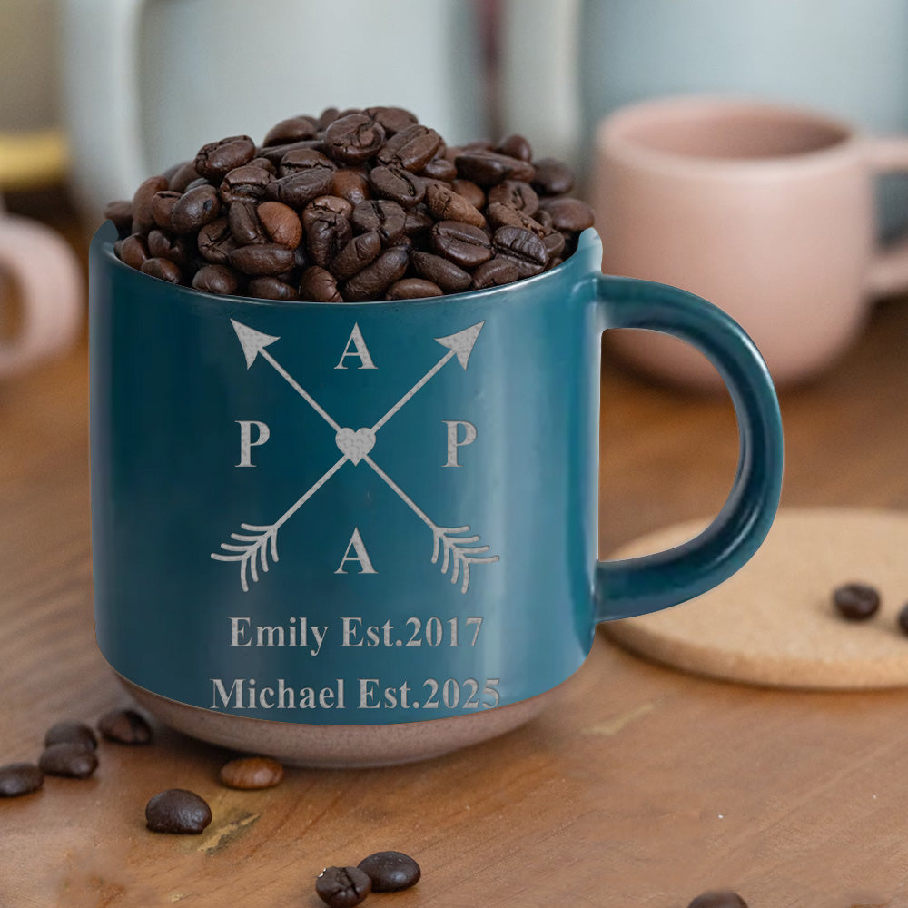 Best Papa Ever - Personalized Father Engraved Pottery Mug