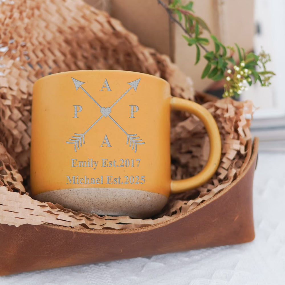 Best Papa Ever - Personalized Father Engraved Pottery Mug