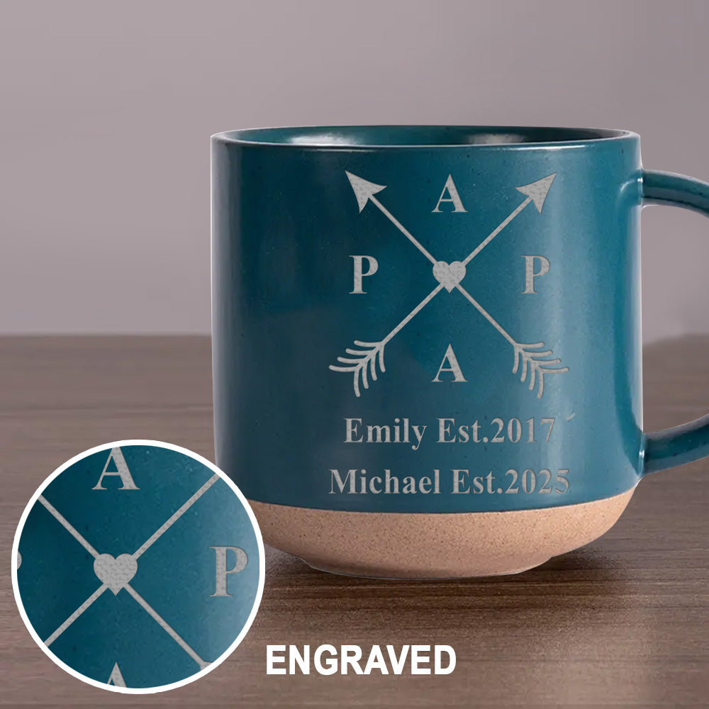 Best Papa Ever - Personalized Father Engraved Pottery Mug