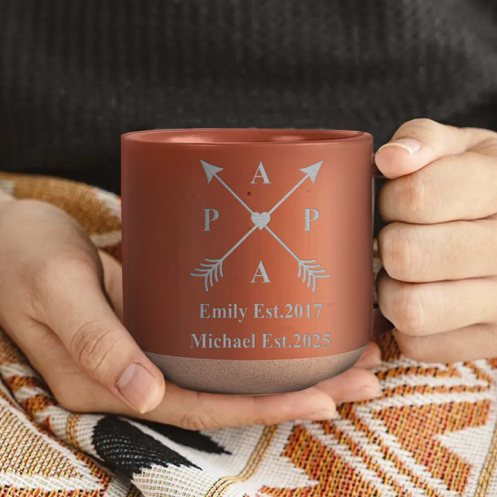 Best Papa Ever - Personalized Father Engraved Pottery Mug