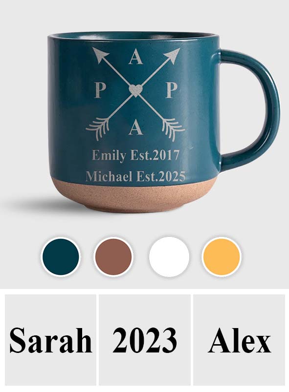 Best Papa Ever - Personalized Father Engraved Pottery Mug