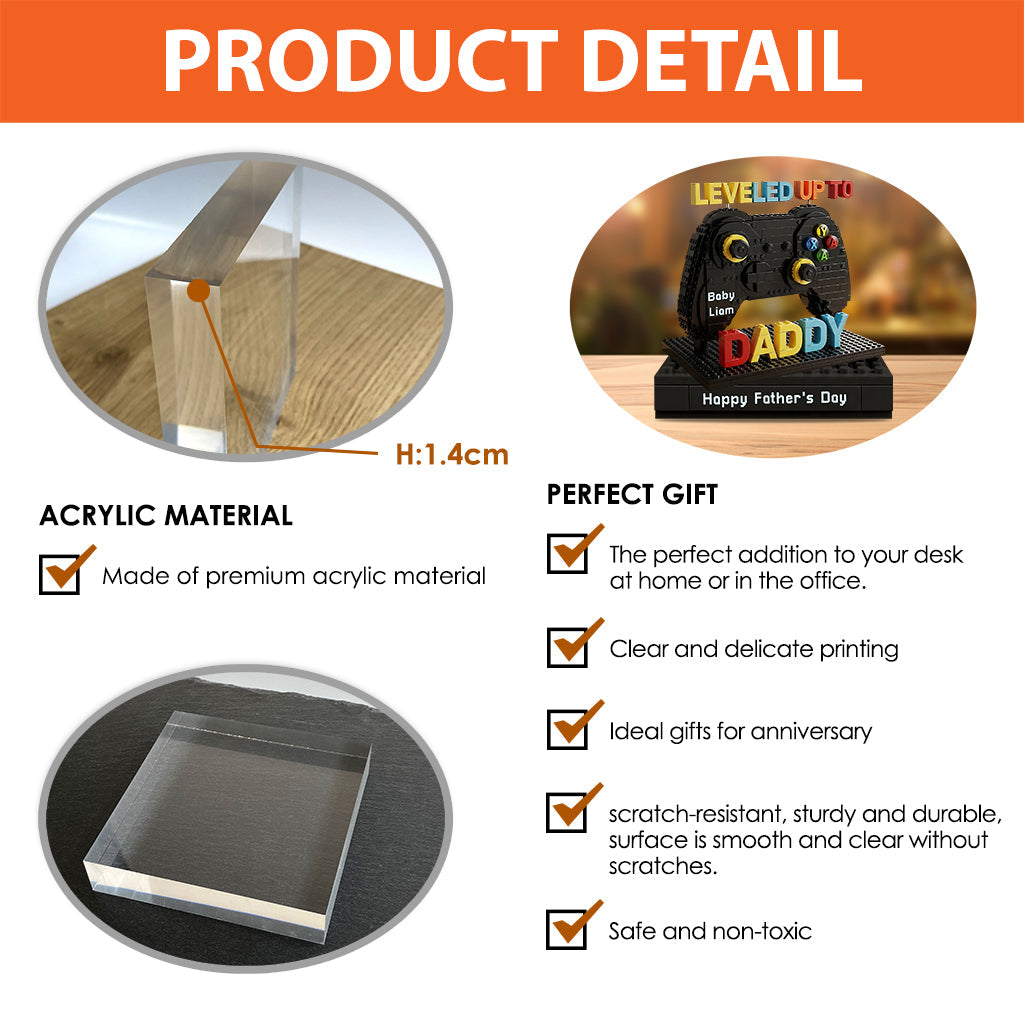 Leveled Up to Daddy - Personalized Father Custom Shaped Acrylic Plaque