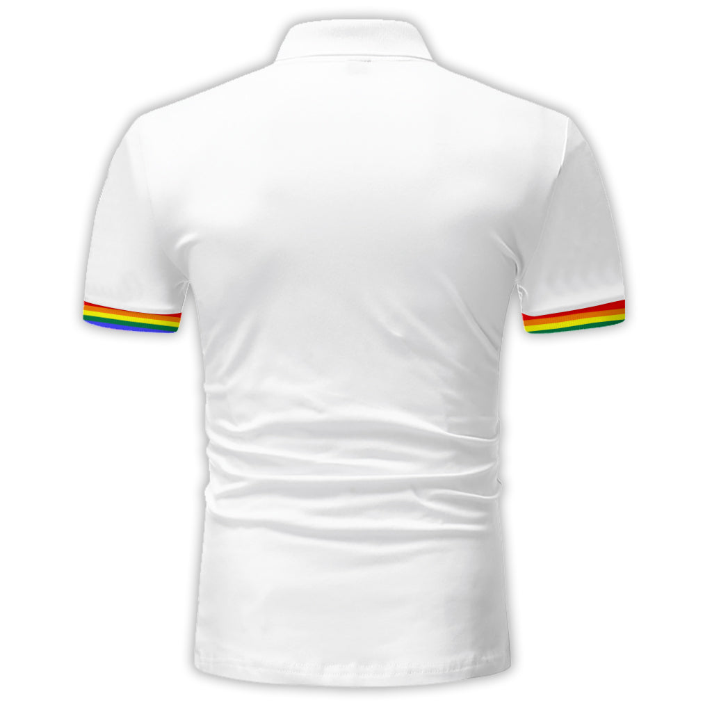 Pride Cat Shirt, Retro Rainbow Colors - Personalized LGBT Support Polo Shirt