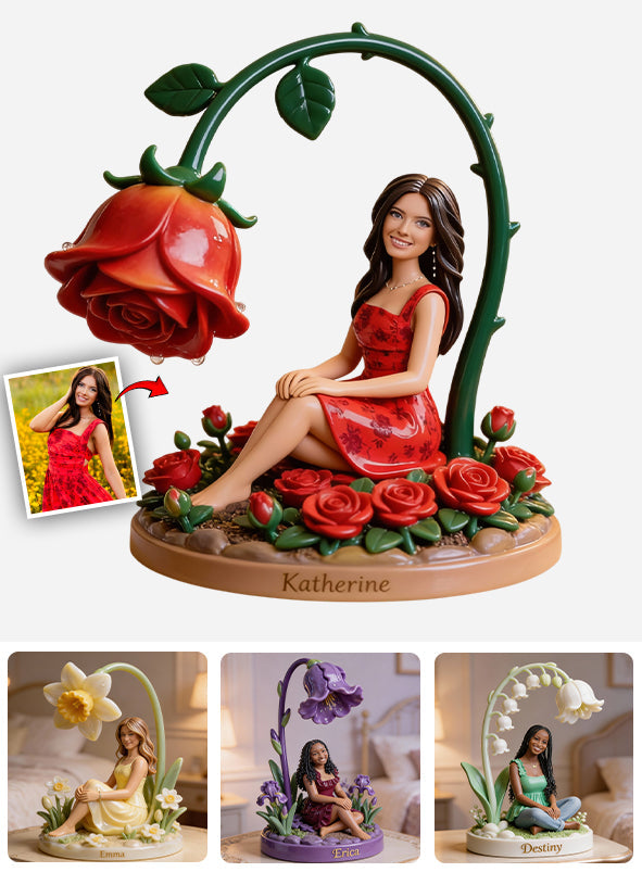 Custom Any Photo Birthmonth Flower - Personalized Self Love Custom Shaped Acrylic Plaque