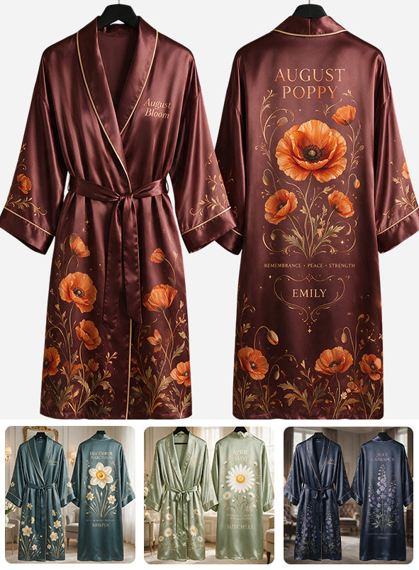 Robe de Luxe Fleurs de Mois de Naissance - Robe Satin Personnalisée