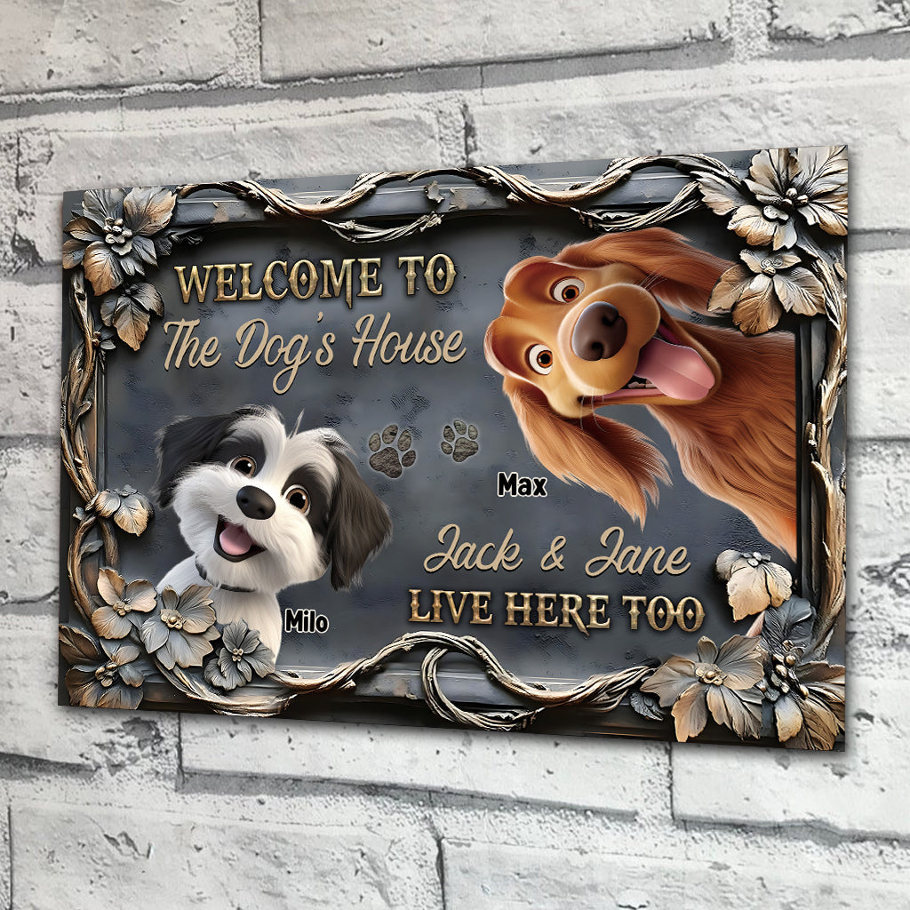 Welcome To The Dog House - Personalized Dog Rectangle Metal Sign