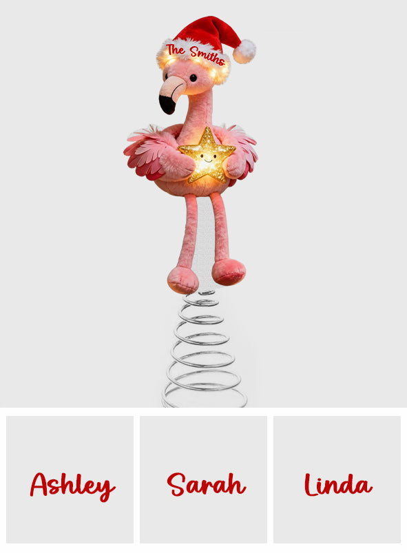 Décoration de sapin lumineuse LED flamant rose personnalisée - Noël rose