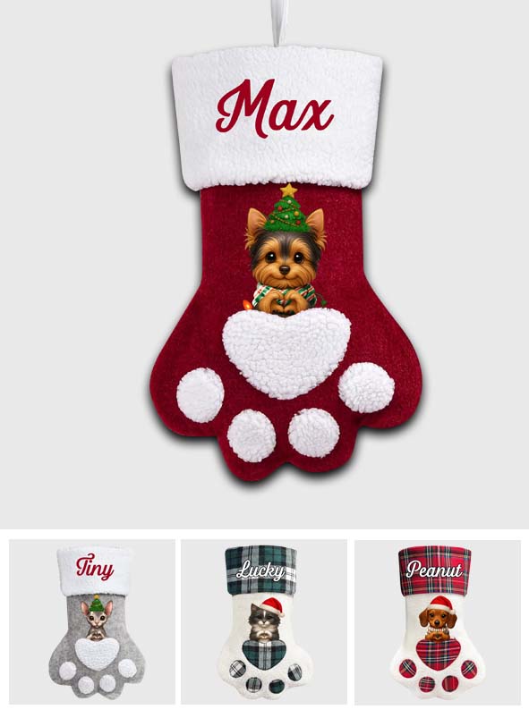 Fröhliche Hundeweihnachten! - Personalisierter Weihnachtsstrumpf in Hundeform