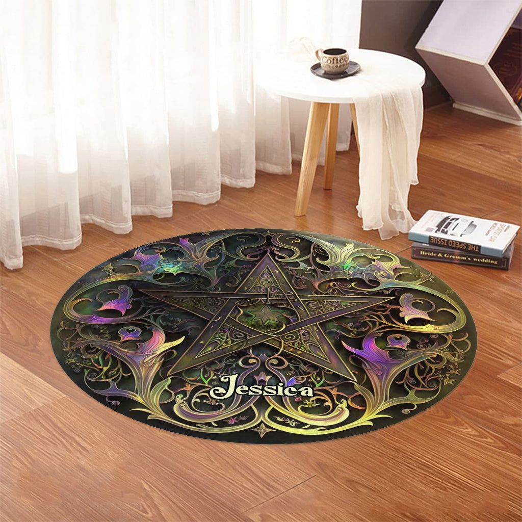 Pentagram - Personalized Witch Round Rug