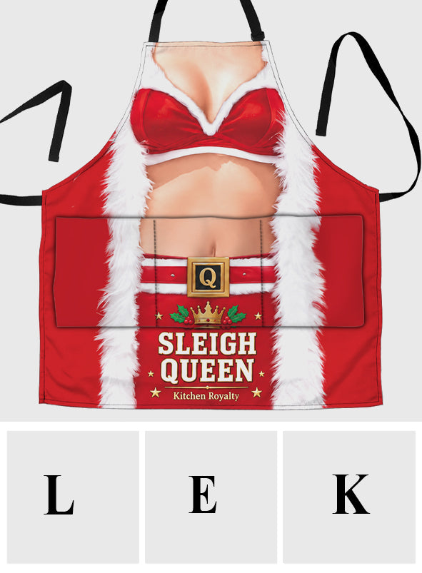 Sleigh King, Sleigh Queen - Personalized Couple Apron With Pockets