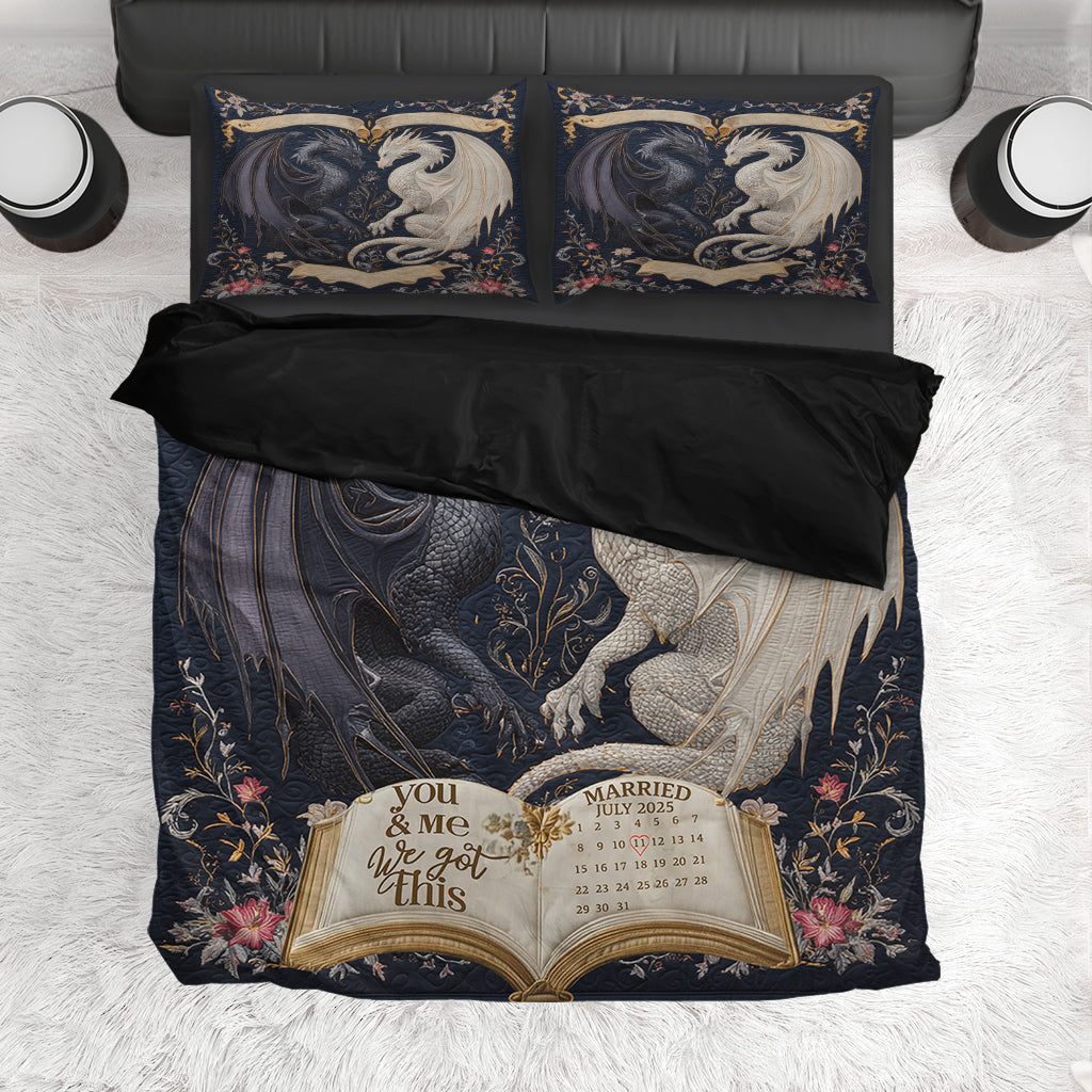 Mystical Dragon Duo Couple Bedroom Decor - Personalized Dragon Bedding Set