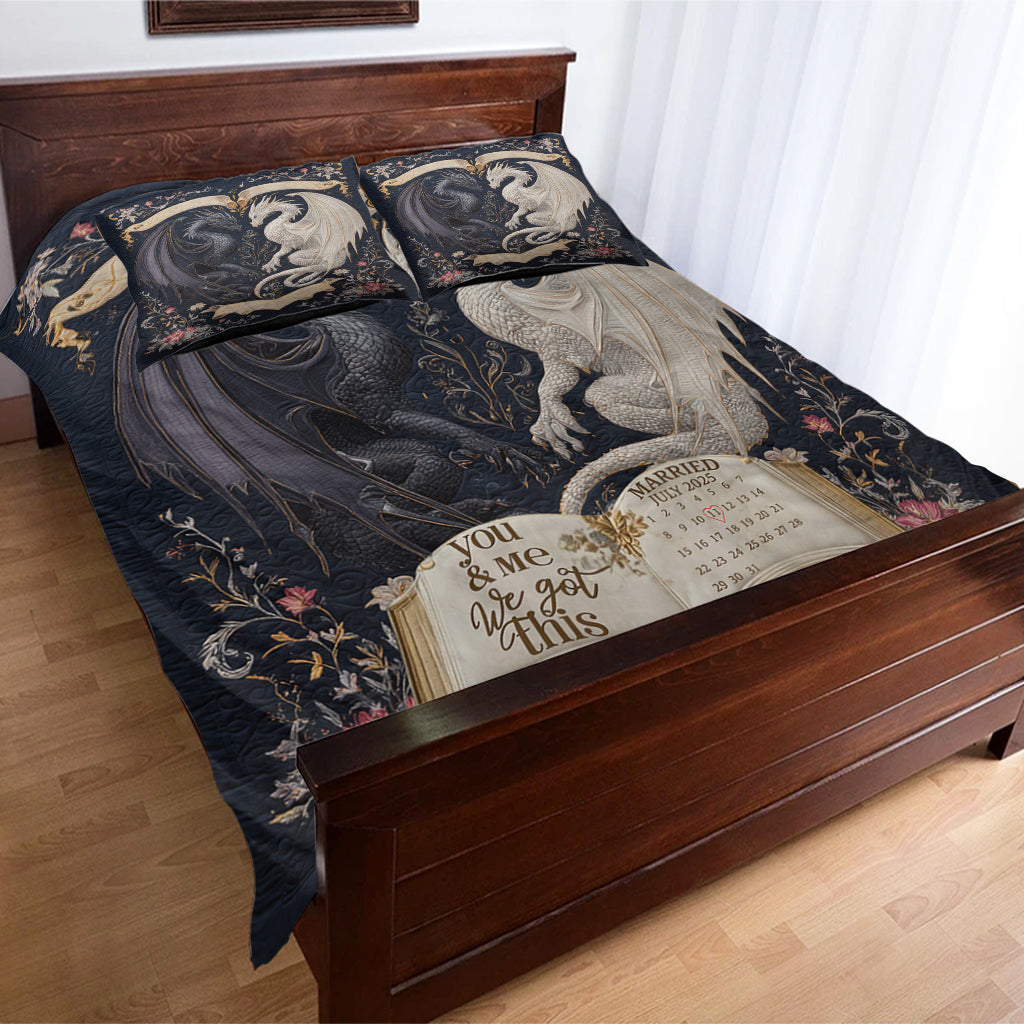 Mystical Dragon Duo Couple Bedroom Decor - Personalized Dragon Bedding Set