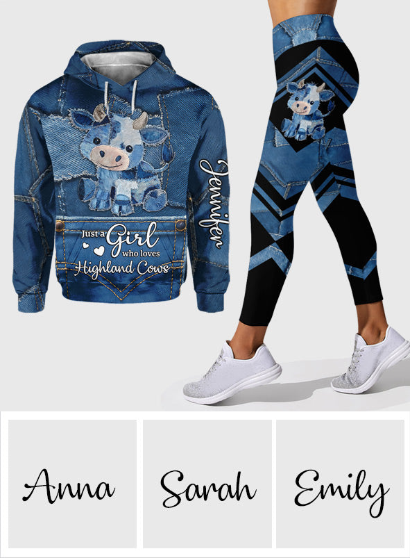 Just A Girl Who Loves Highland Cow - Personalized Highland Cow Hoodie and Leggings