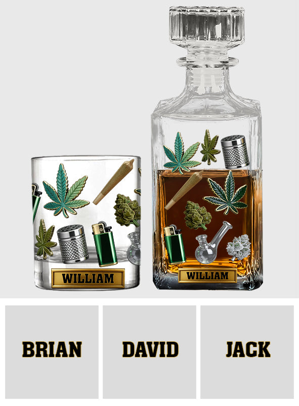 Grüne Zauberblätter – personalisiertes Weed-Whiskyglas