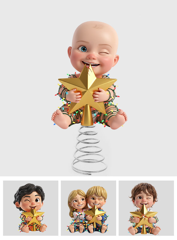 Naughty Kids - Personalisierte LED-Lichterbaumspitze für Kinder