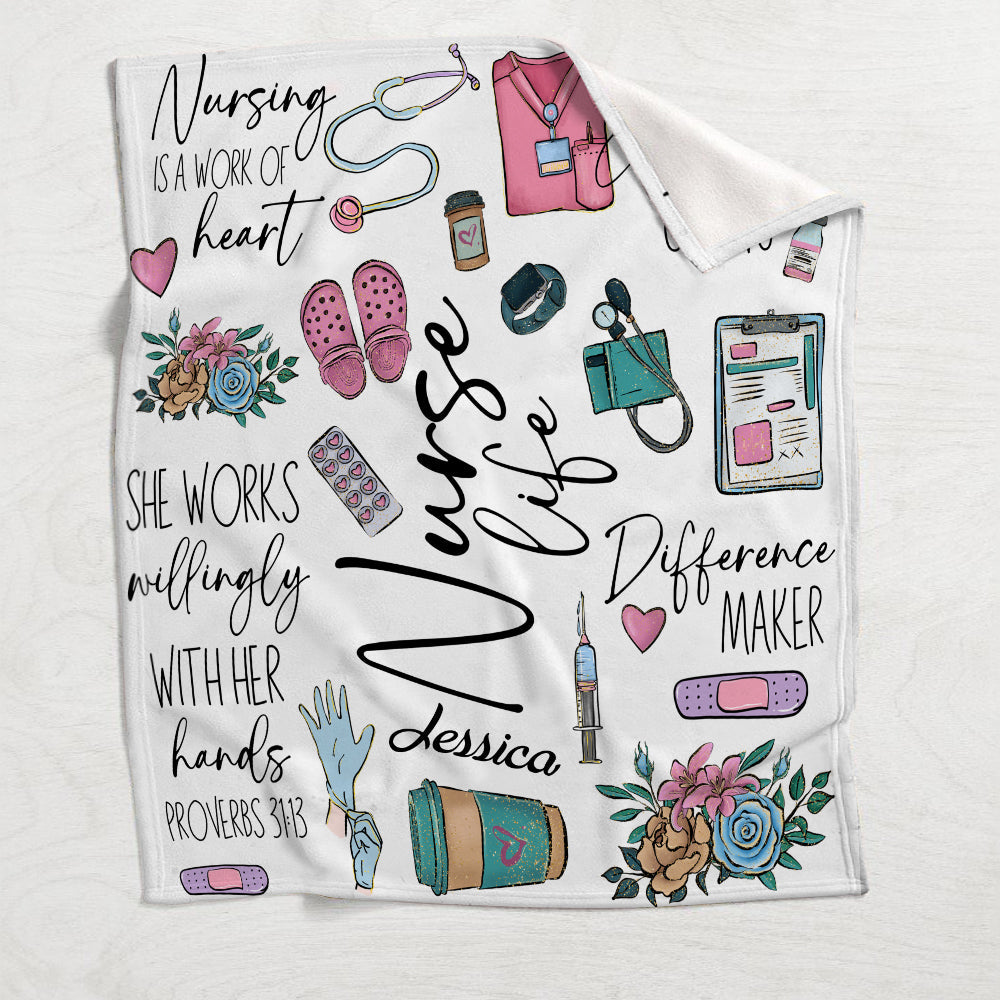 Nursing Is A Work Of Heart - Personalized Nurse Blanket