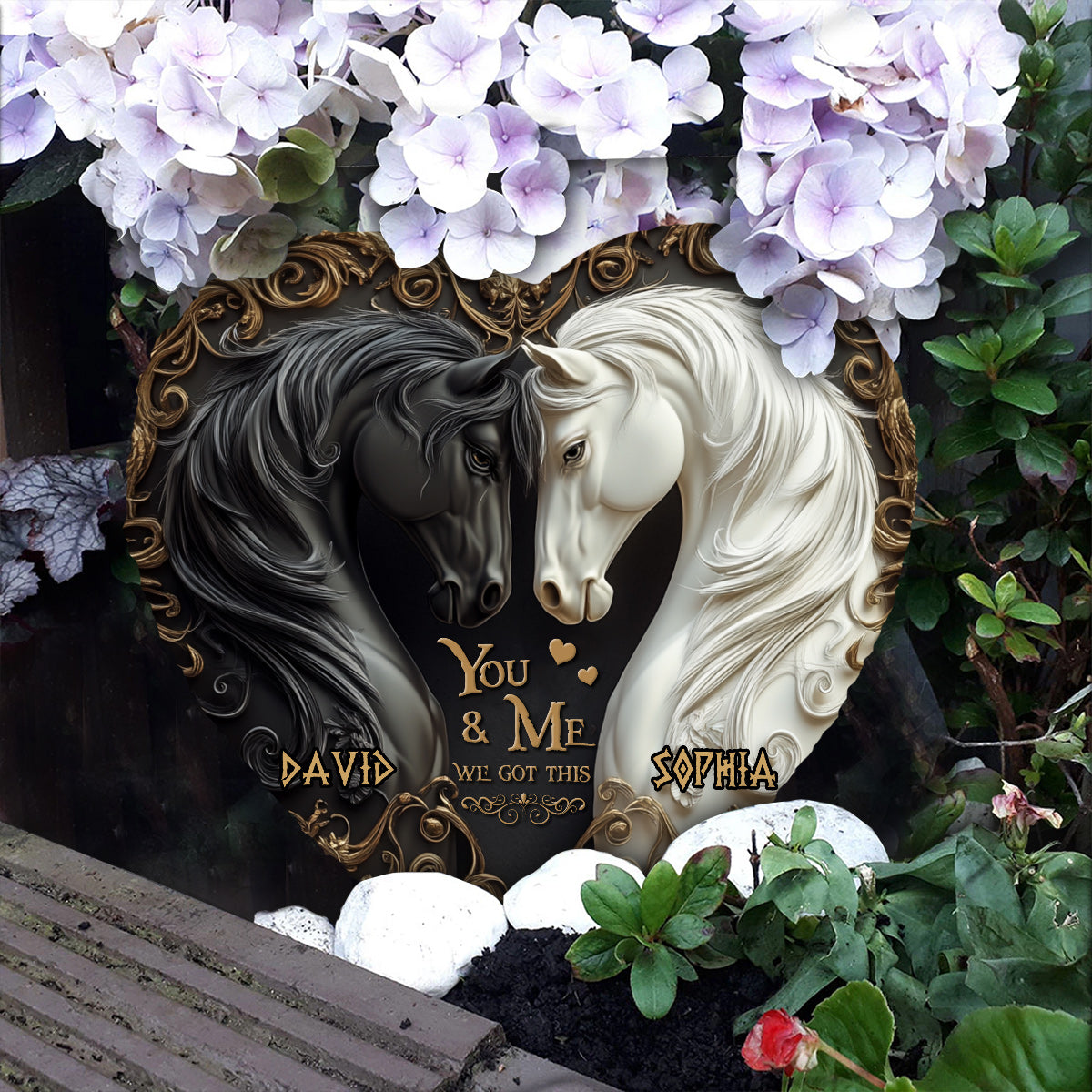You & Me We Got This - Personalized Horse Heart Shaped Stone