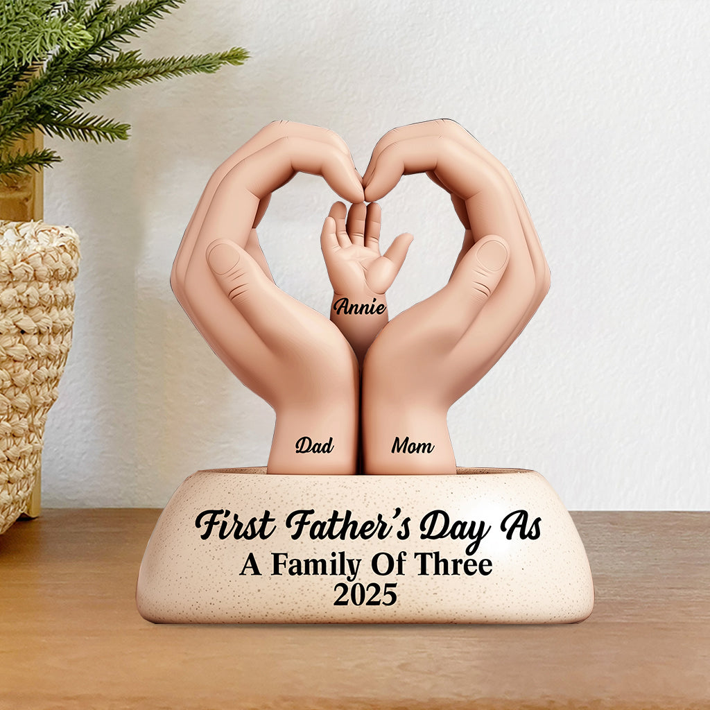 First Father's Day As A Family Of Three/ Four/ Five - Personalized Father Custom Shaped Acrylic Plaque