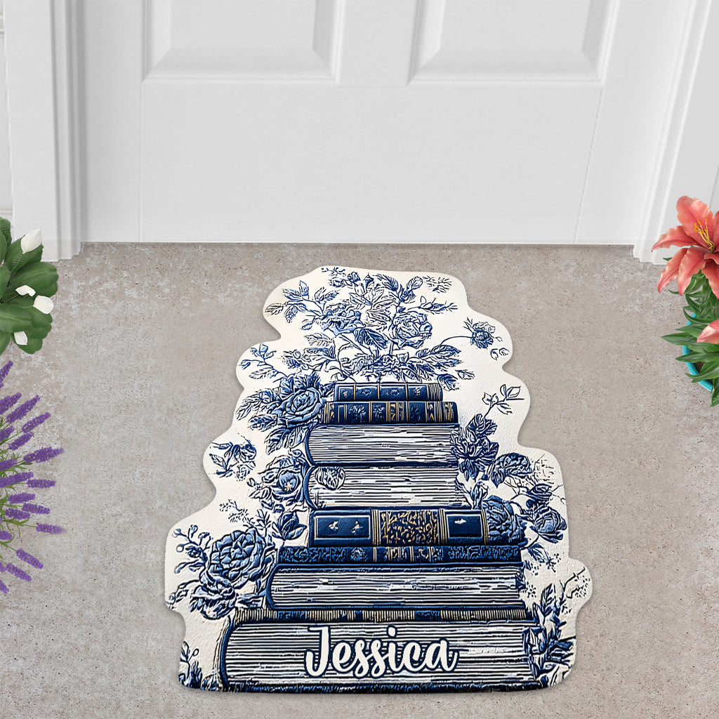 Vintage Flower Book Toile De Jouy Style - Personalized Book Shaped Doormat/ Rug
