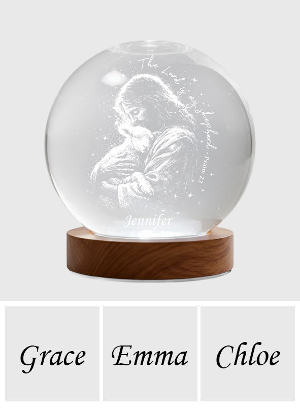 Le Seigneur est mon berger - Veilleuse boule de cristal chrétienne personnalisée