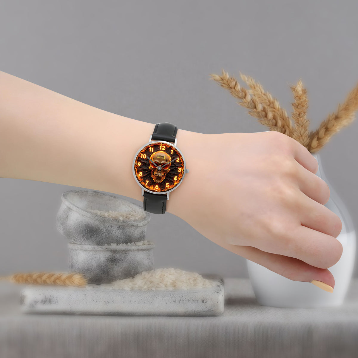 Fire Skull - Personalized Skull Hand Watch