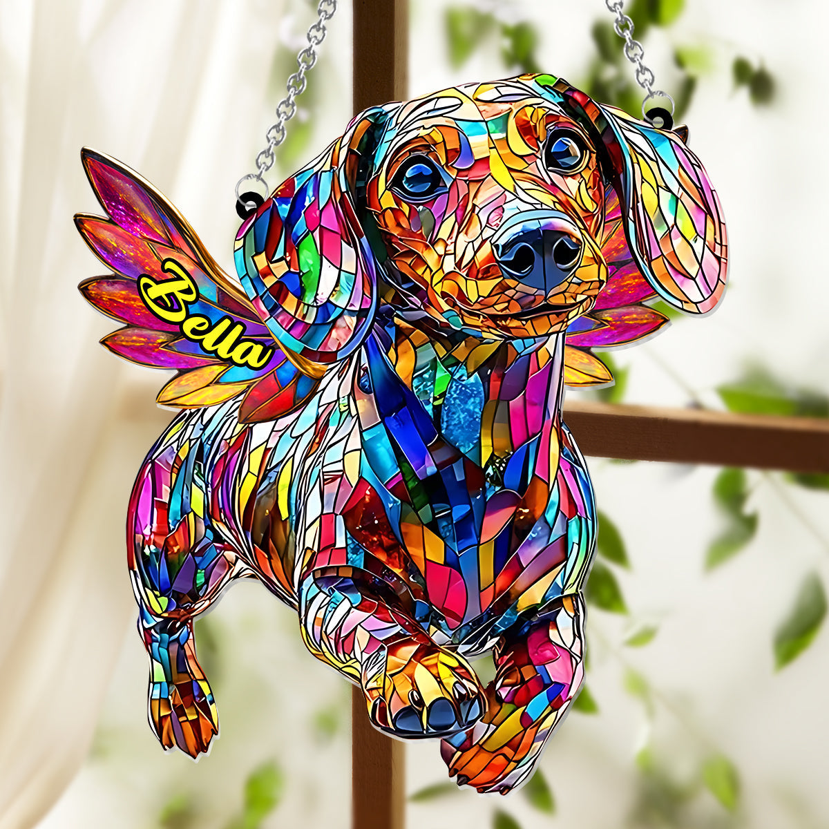 I Miss You - Personalized Dog Window Hanging Suncatcher Ornament
